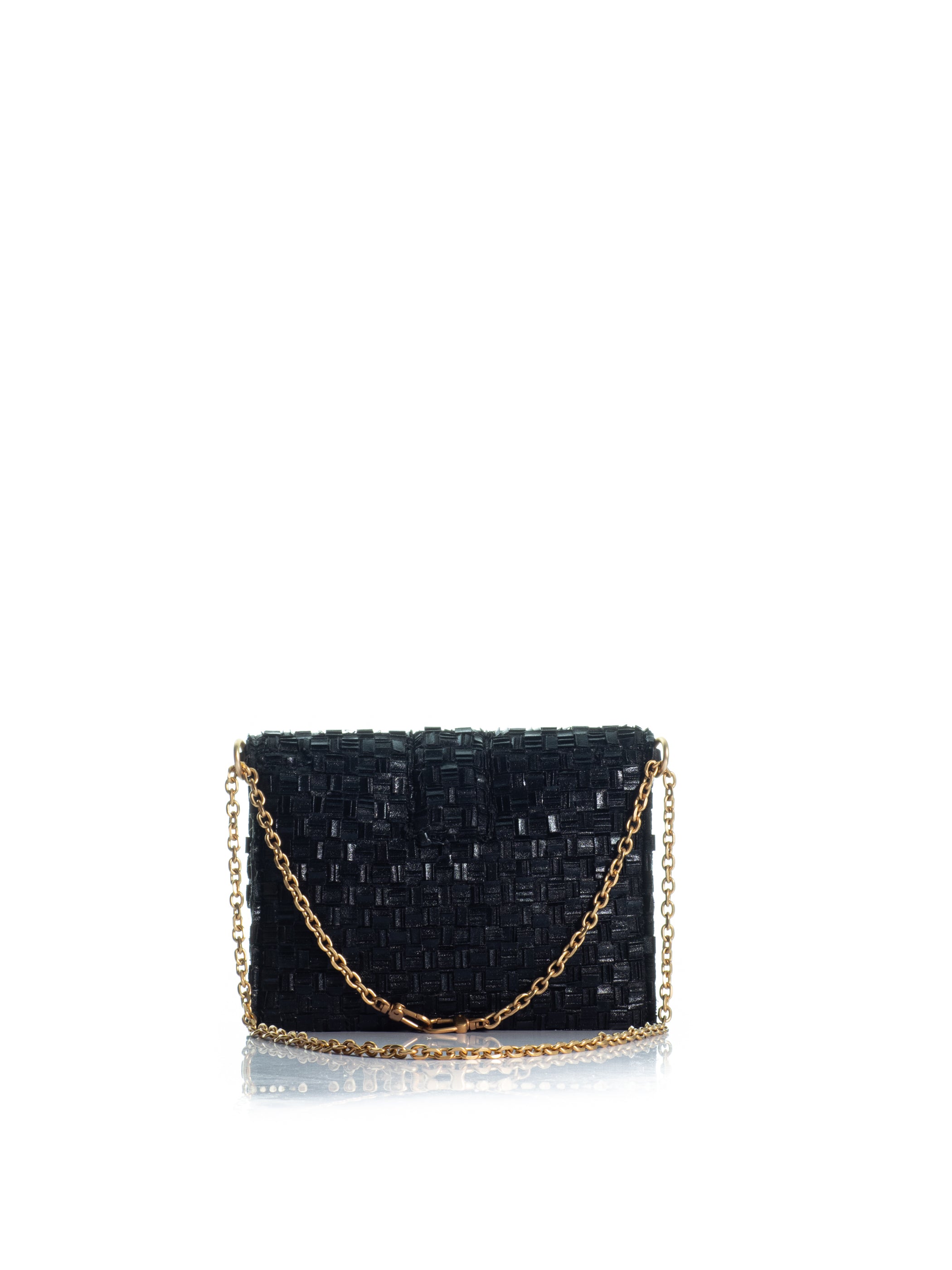 The Midi Clutch Black Braid