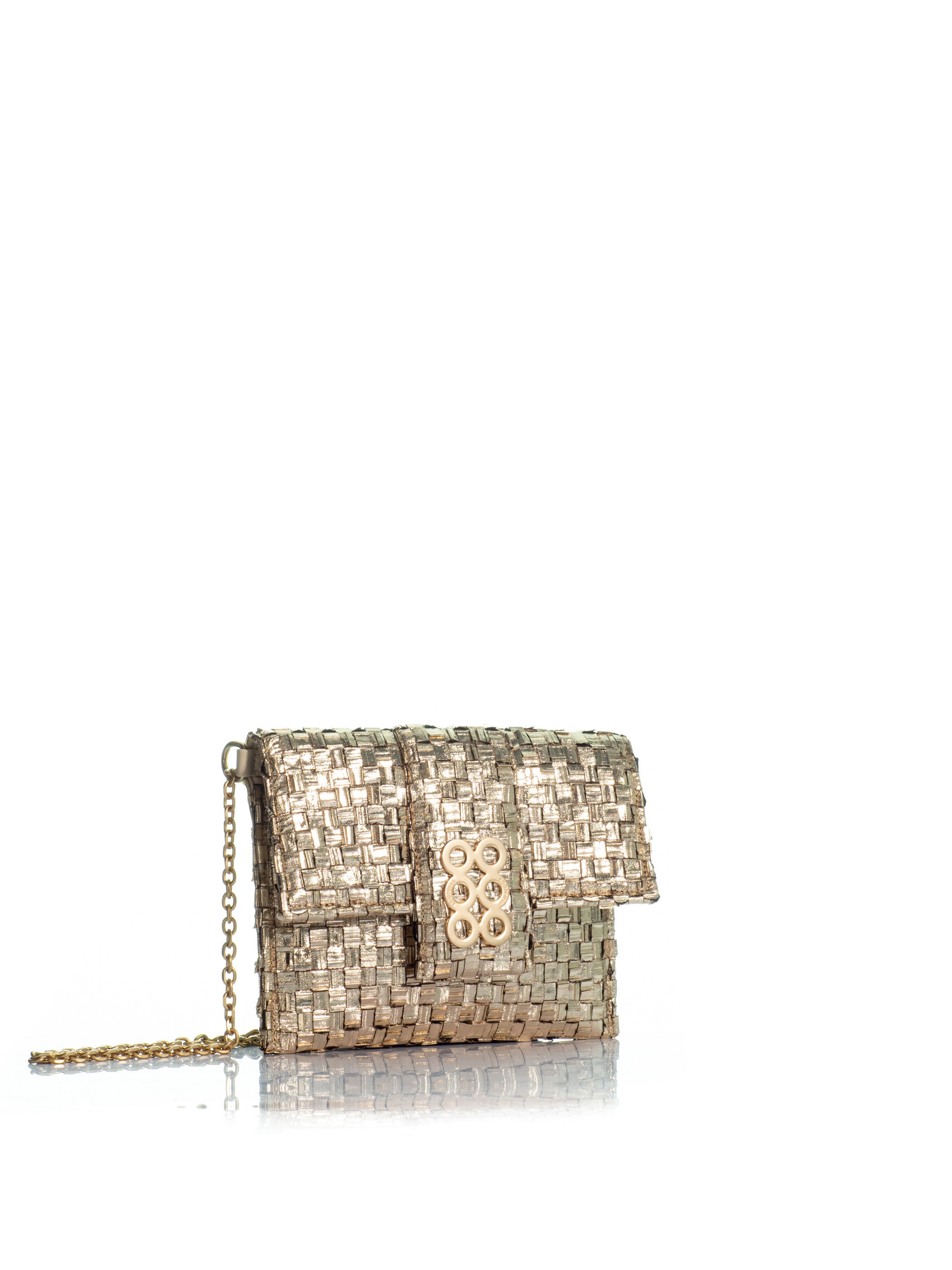 The Midi Clutch Gold Braid