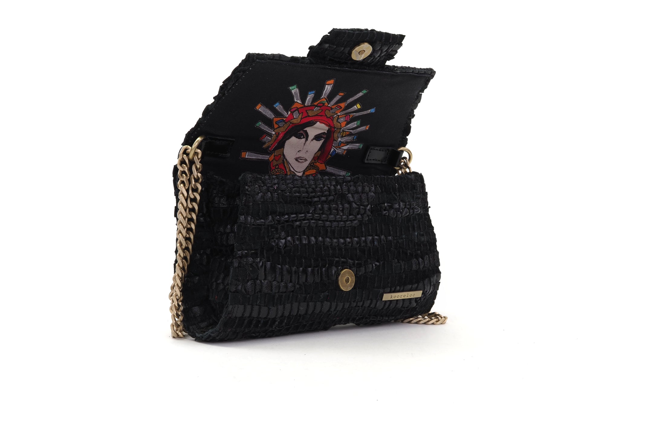 Medium Leather Clutch - 3D Black