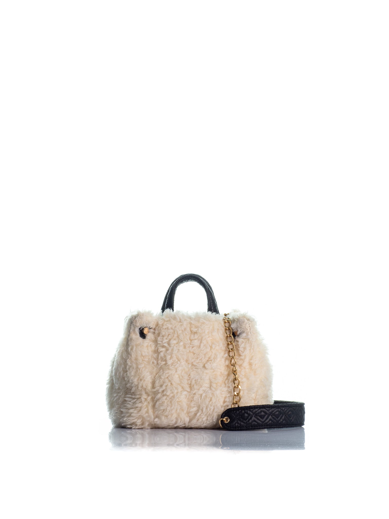 Mini Tote Puff Shearling Cream