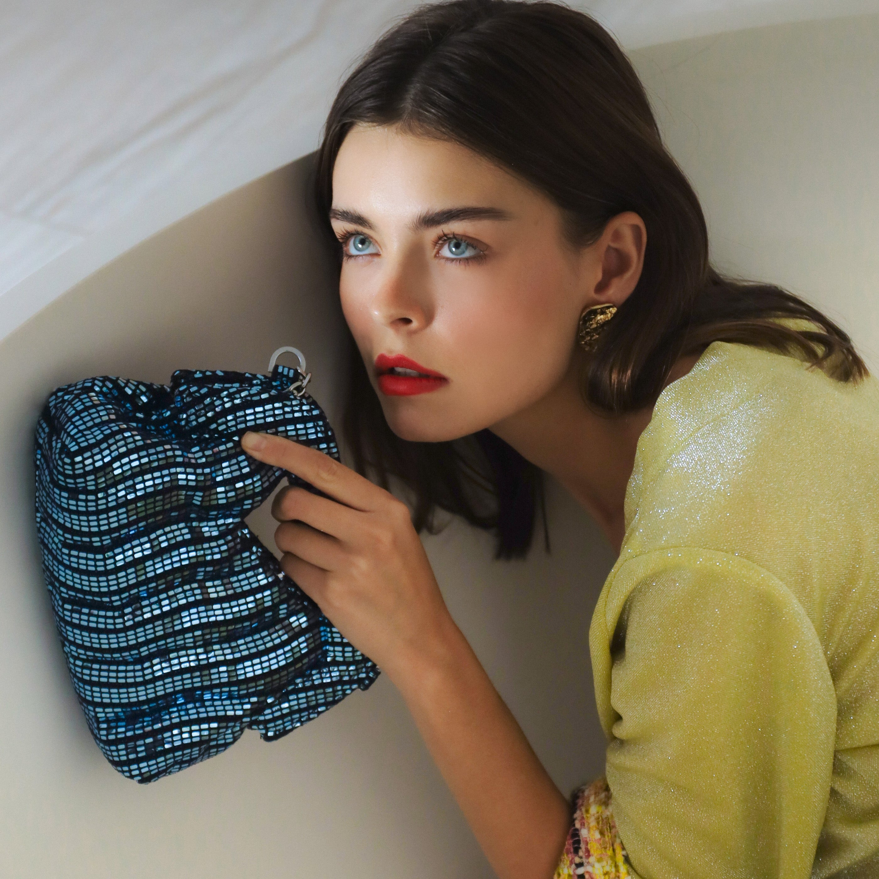 The Mini Mediterraneo Clutch Silver Blue