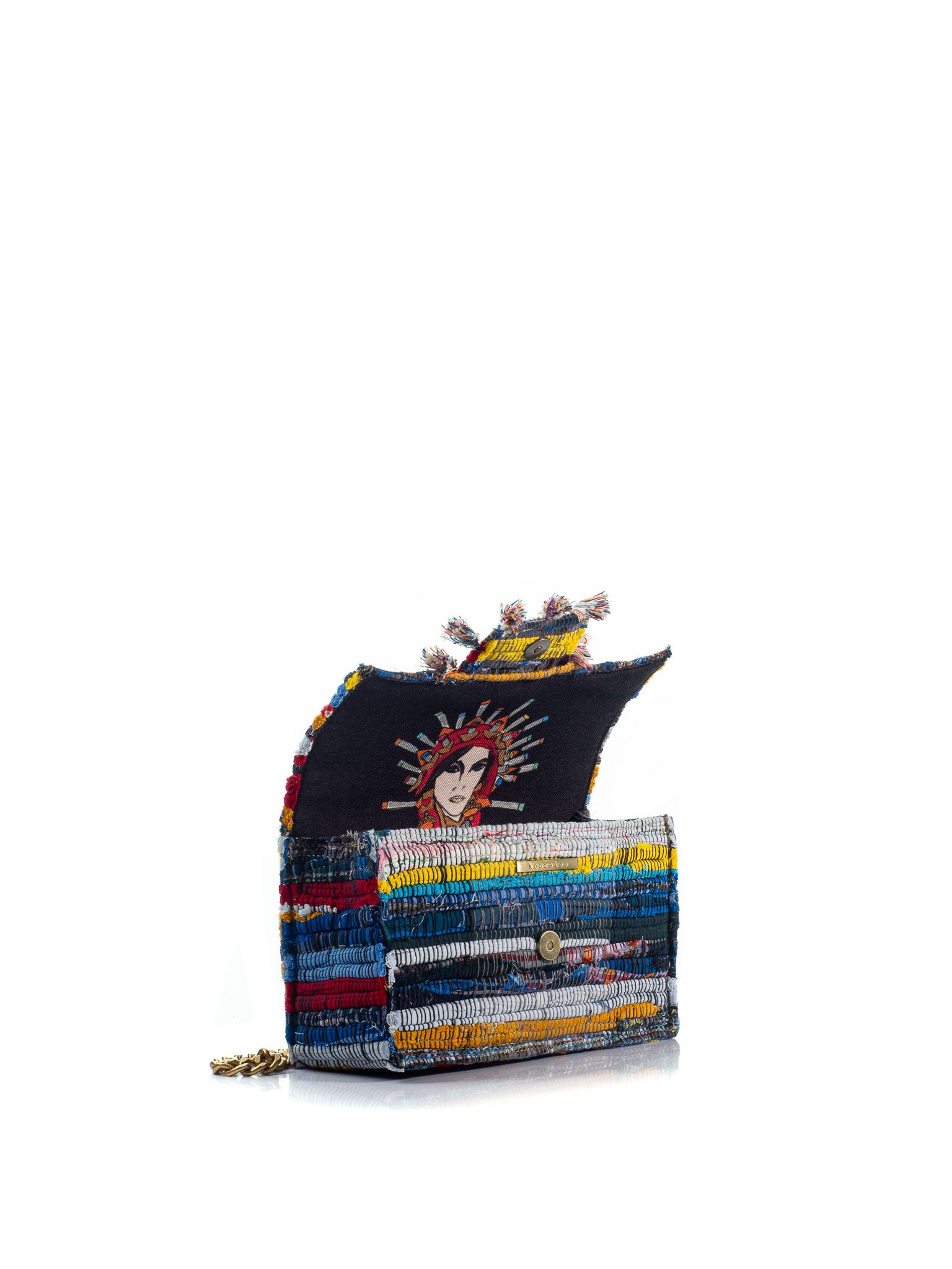 Open view of KOORELOO The New Yorker Soho multicolor woven bag