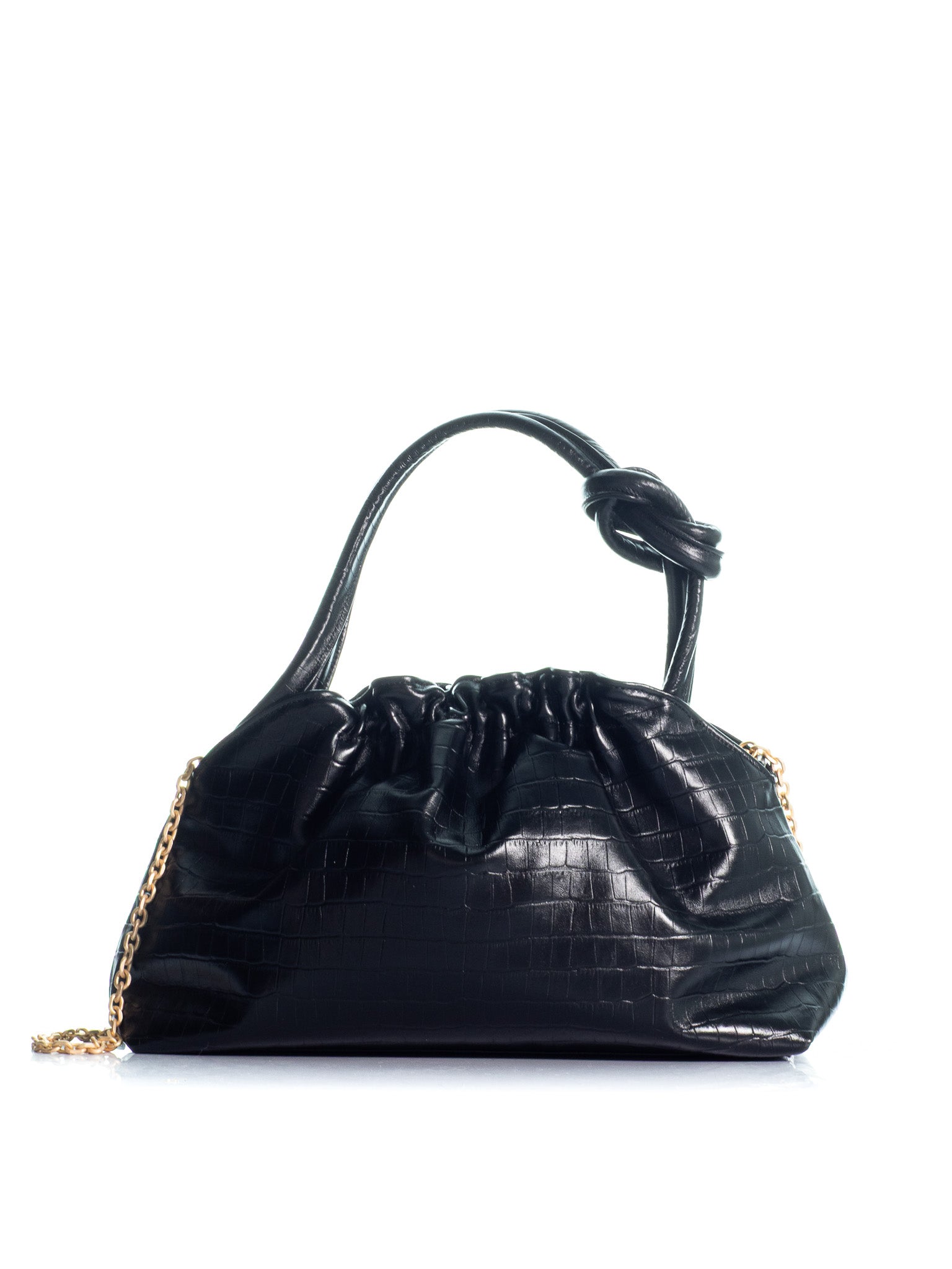 The Swan Maxi - Luxury Black Croc-Effect Leather Handbag