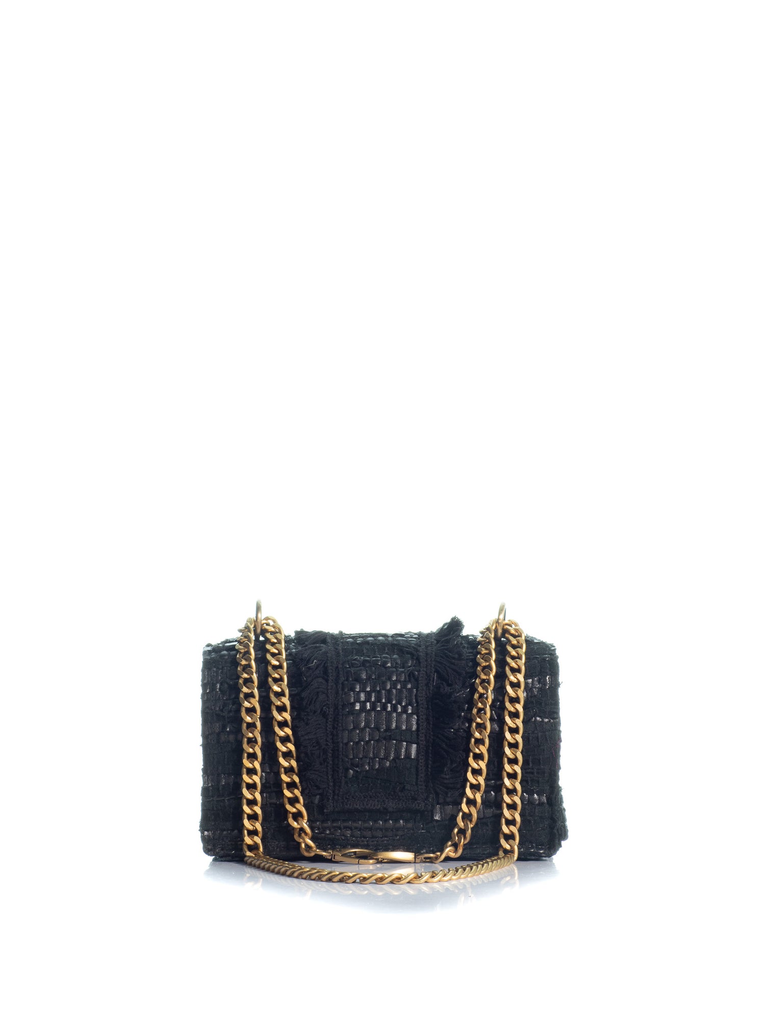 The New Yorker Soho – Black Woven Leather Shoulder Bag Kooreloo