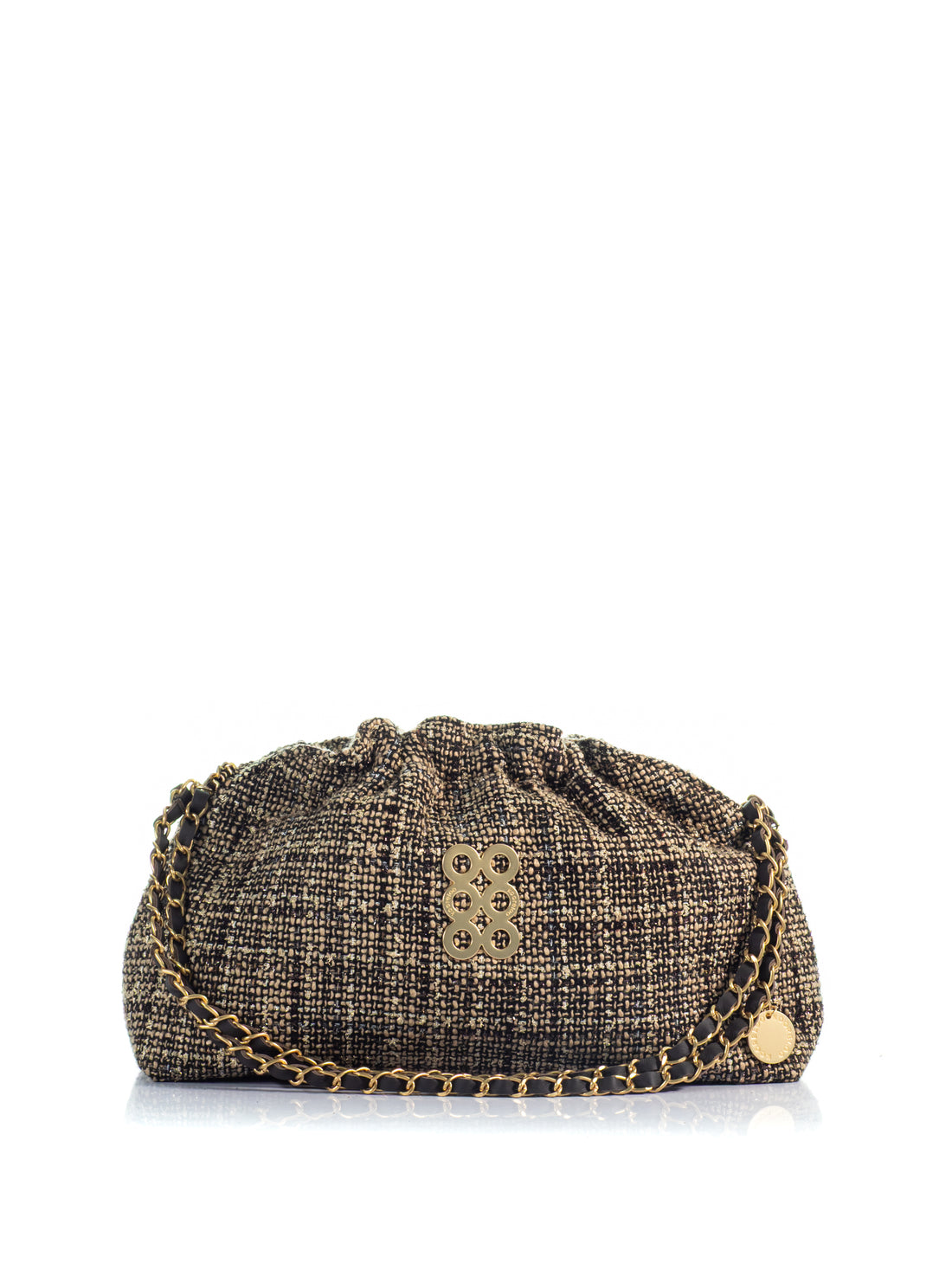 KOORELOO Milano Pouch in beige and brown woven tweed – front view