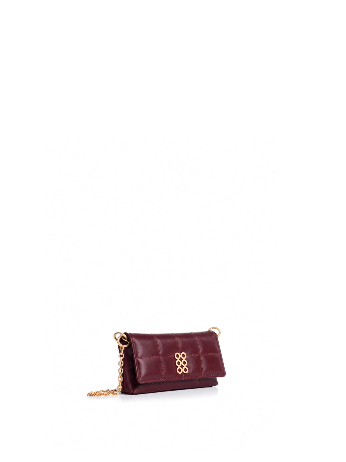 Side view of the KOORELOO New Yorker Chain Wallet in burgundy leather 