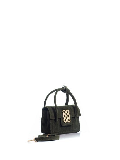 The Tribeca Petite Olive Green Suede KOORELOO bag side view