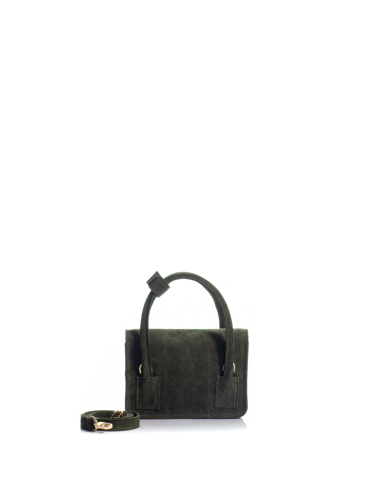 The Tribeca Petite Olive Green Suede KOORELOO bag back view