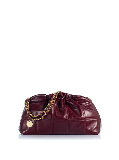 Back View of the KOORELOO Milano Pouch in burgundy quilted leather 