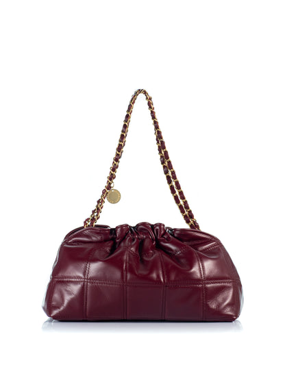 Back View of the KOORELOO Milano Pouch in burgundy quilted leather 