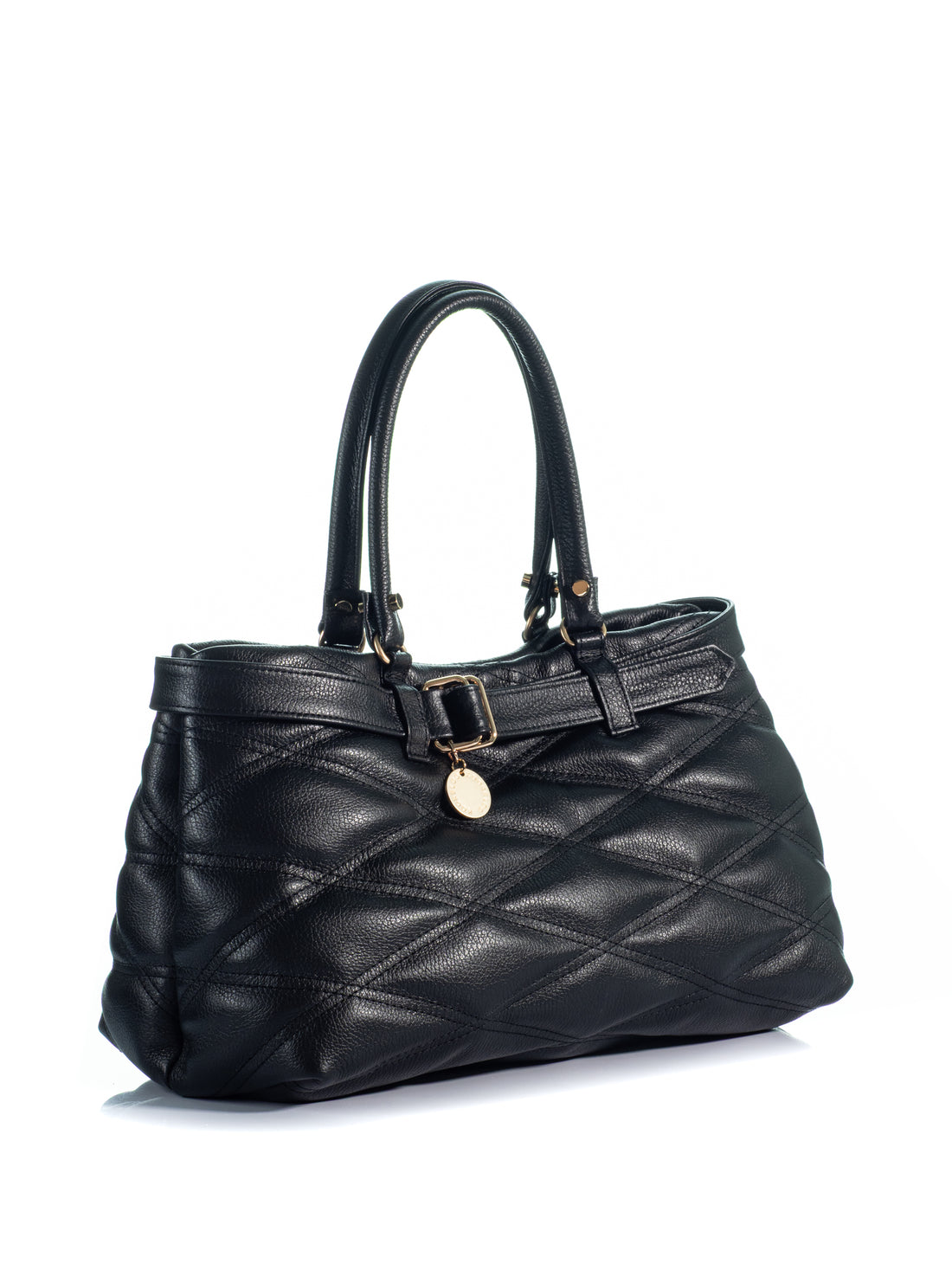 The Pepper Black Quilted Leather