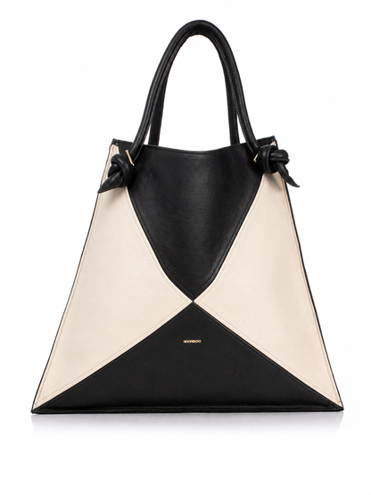 KOORELOO The Chatterbox Shopper Maxi black and ivory leather shopper bag