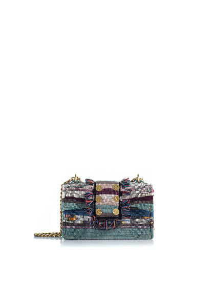The New Yorker Soho Multi rag-rug handbag with multicolor fringe, gold-tone coin details and chain strap