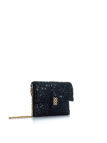 The Midi Clutch Black Braid
