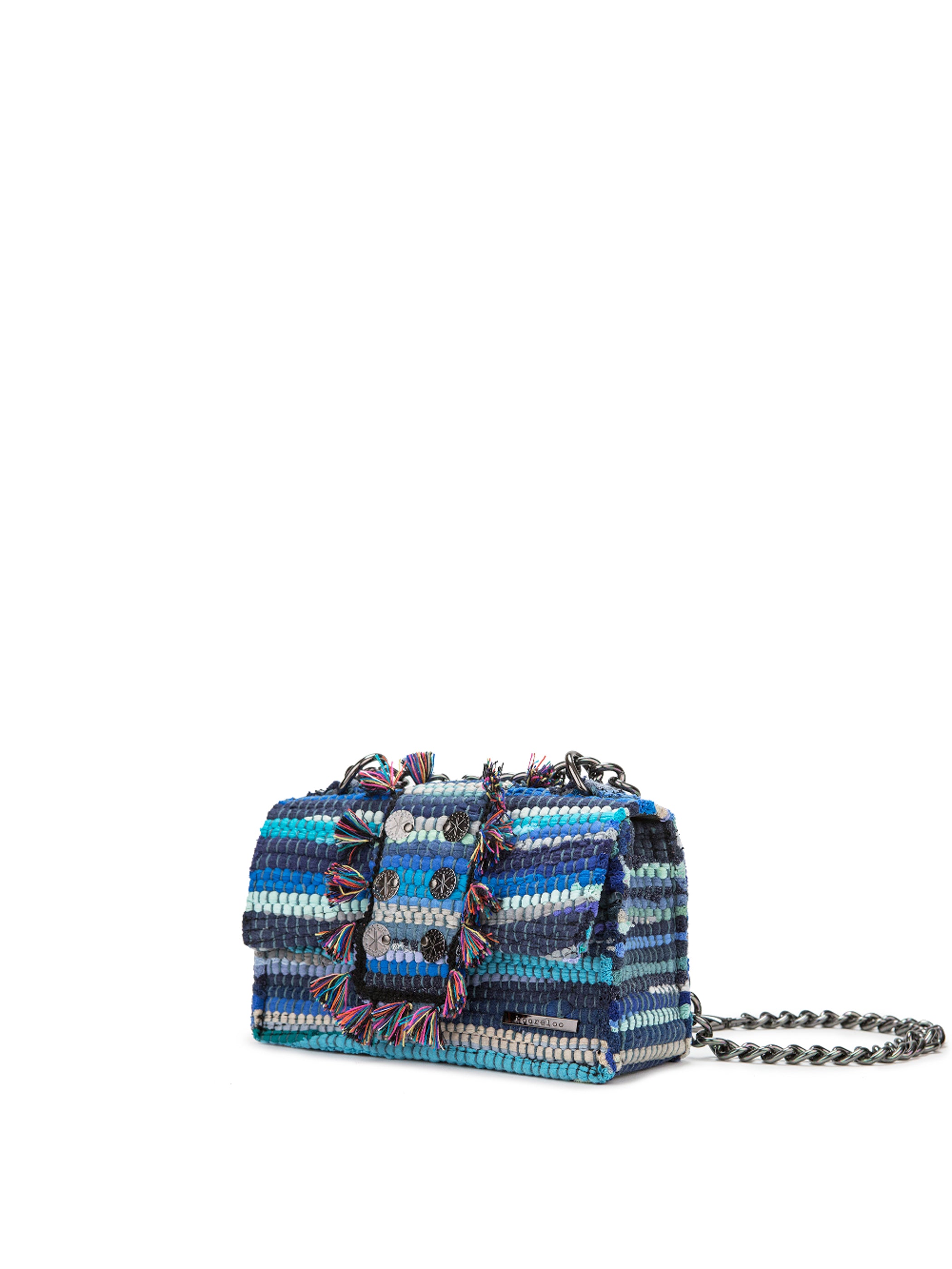 The New Yorker Soho blue fringe shoulder bag with silver-tone chain by KOORELOO