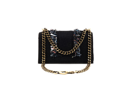 Shoulder Bag - Soho Tweed Black/ Gold coins trim