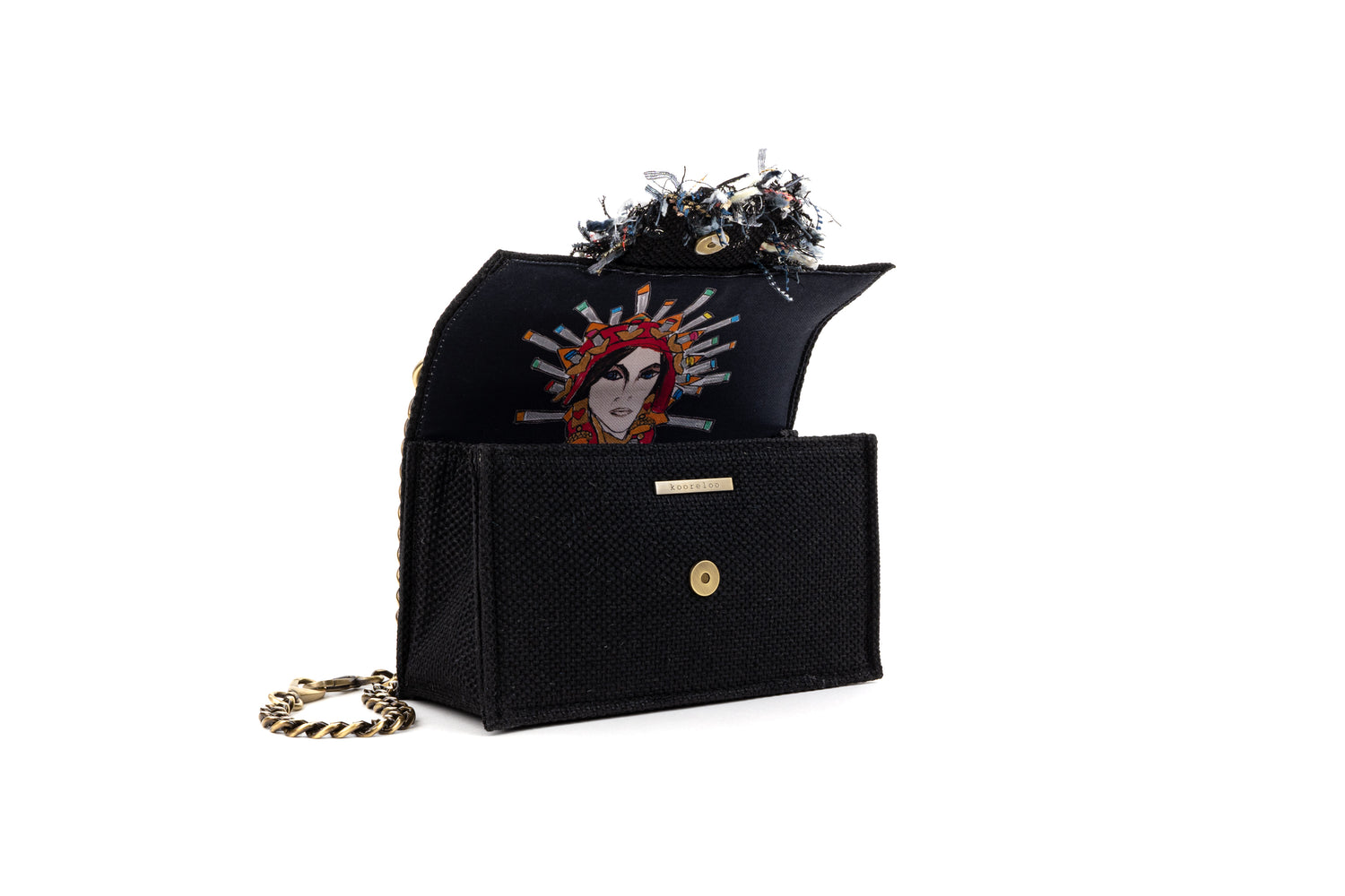 Shoulder Bag - Soho Tweed Black/ Gold coins trim