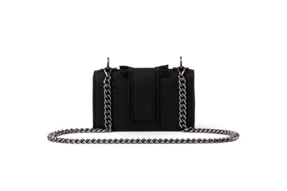 Shoulder Bag - Soho Tweed Black/ Gunmetal coins(Black Tassels)