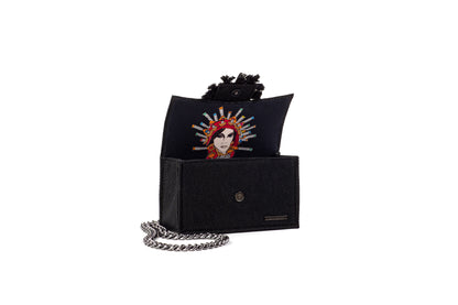 Shoulder Bag - Soho Tweed Black/ Gunmetal coins(Black Tassels)