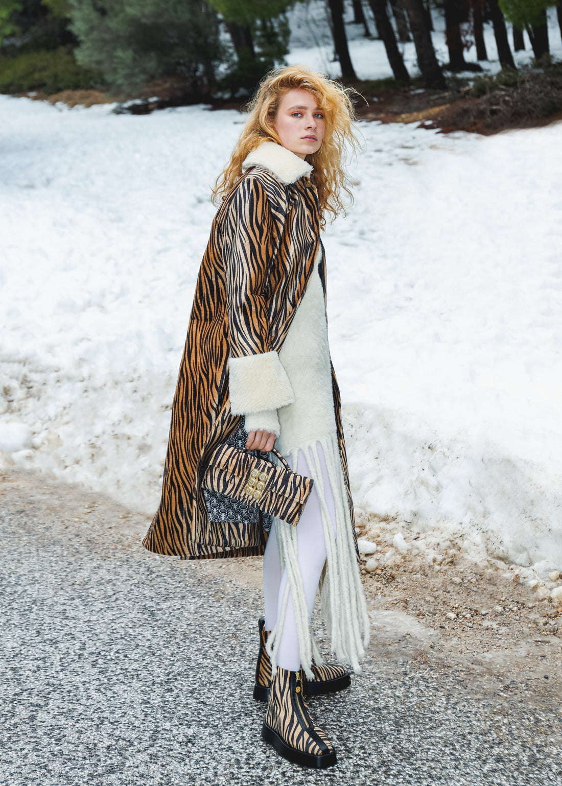 Amalfi clutch 3.0  w. Top Handle Zebra Print